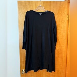 EILEEN FISHER Dress Tencel Stretch Terry Asymmetrical Hem Cutout Petite Small